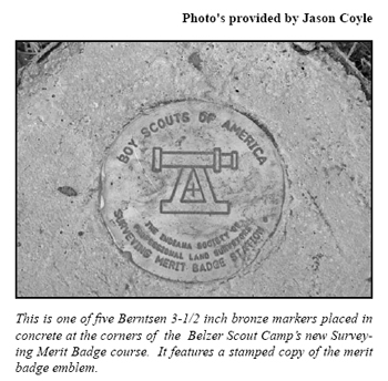 Berntsen concrete marker used for the surveying merit badge course at Belzer Scout Camp in Indiana.